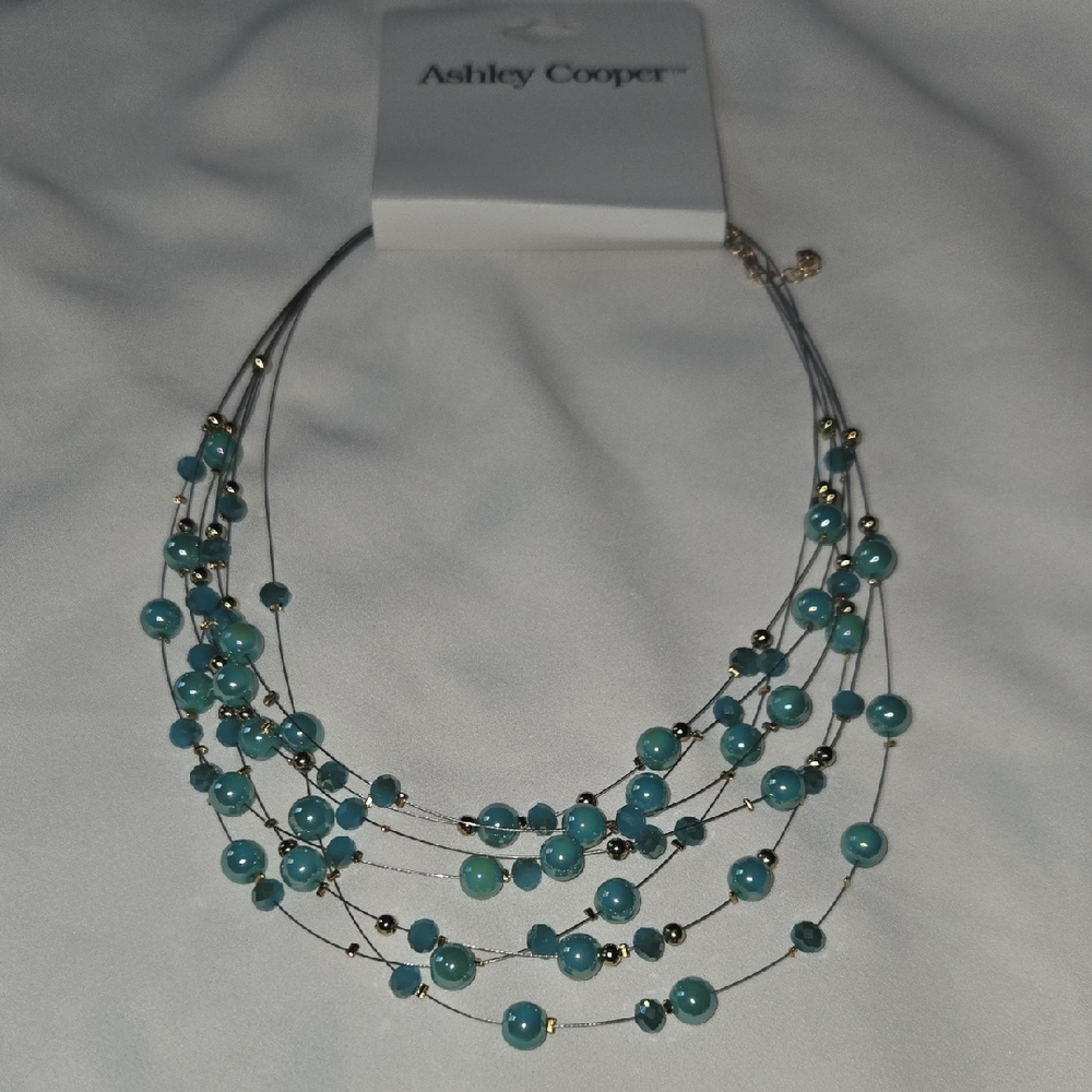 Ashley Cooper Blue and Gold Multi-Strand Necklace